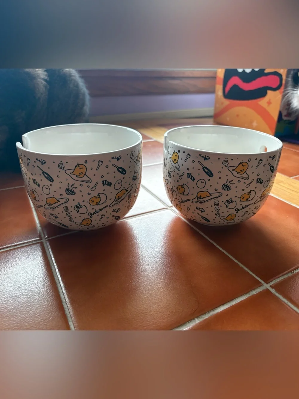 Gudetama set of two ramen noodle bowls